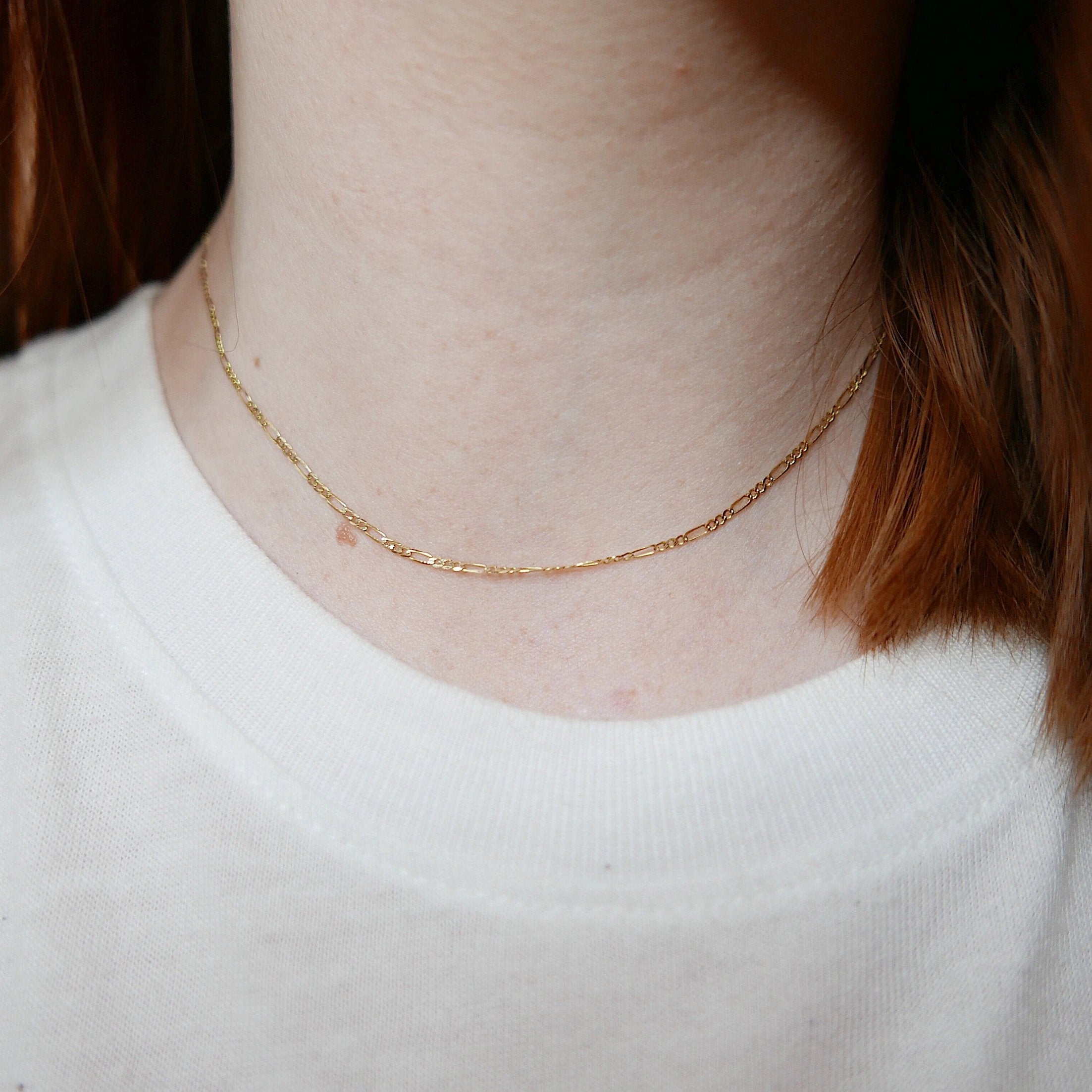 Figaro chain Choker, Cable chain choker, 14k gold chain choker, thin dainty choker, Refined and modern choker, Sleek gold chain choker