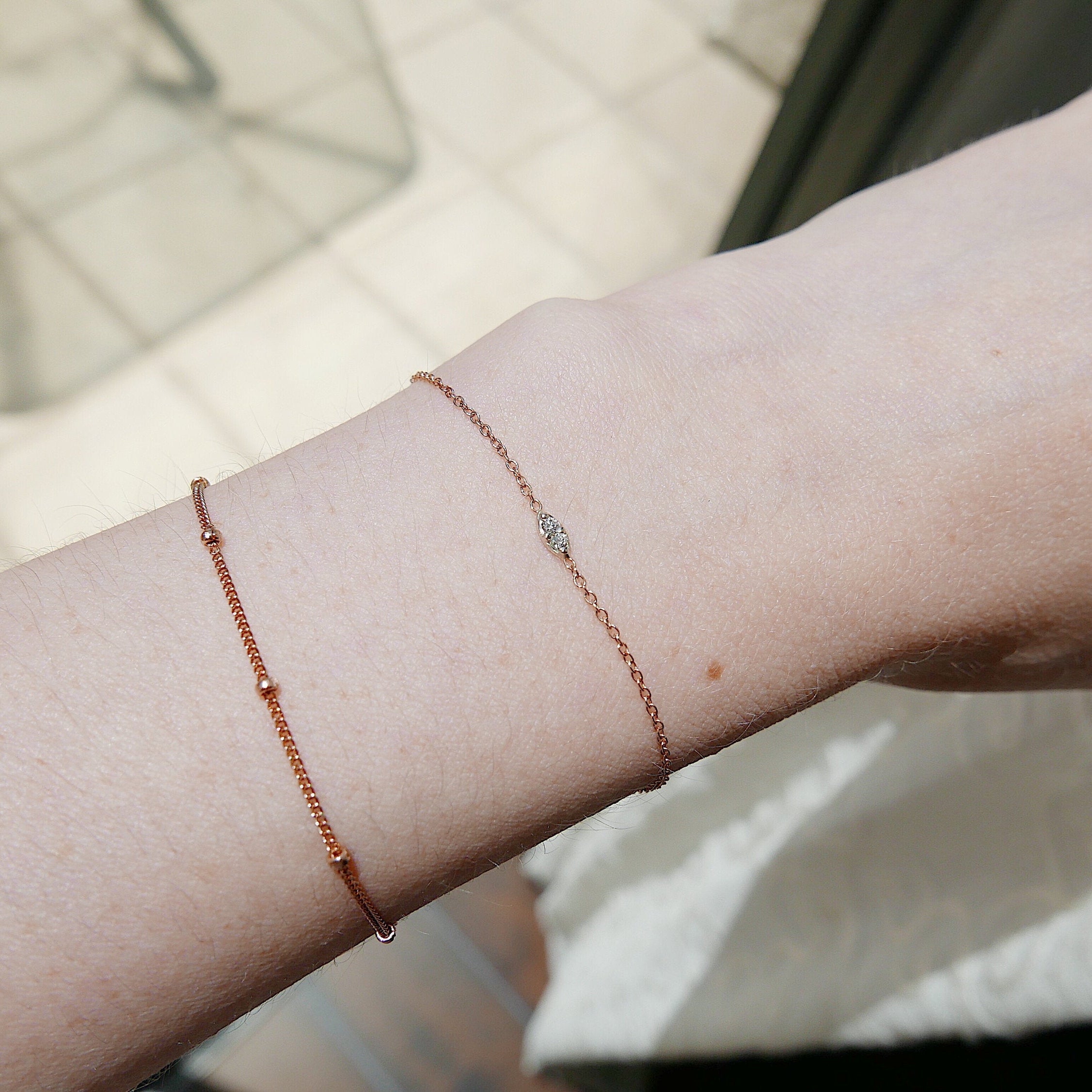 Deja Vu Diamond Bracelet, Diamond Bracelet, Double Diamond Bracelet, 14k Gold Diamond Bracelet, Dainty Diamond Bracelet, Dainty 14k Gold