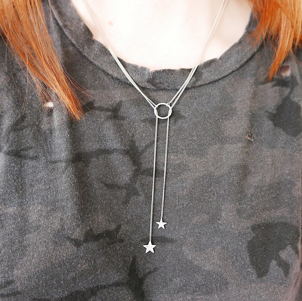 Three Way Star necklace, Star Lariat necklace, Star bolo necklace, Star wrap necklace