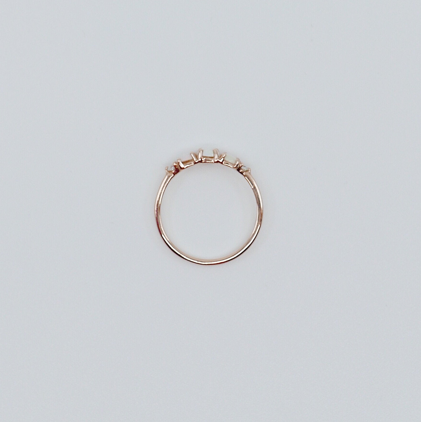 Hailey Opal Five Stone Ring, 5 stone band, Opal and Diamond ring, 14k gold glowing stone ring, five stone ring, opal ring