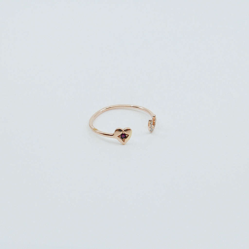 Love U Ring, 14k love you open ring, heart you cuff ring, 14k open diamond ring