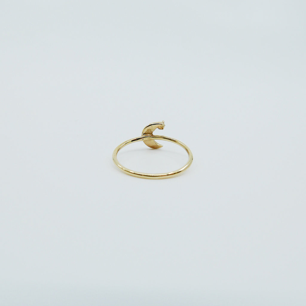 Crescent Moon ring, 14k moon and star ring, moon and diamond ring, crescent ring, 14k gold crescent moon ring, diamond ring