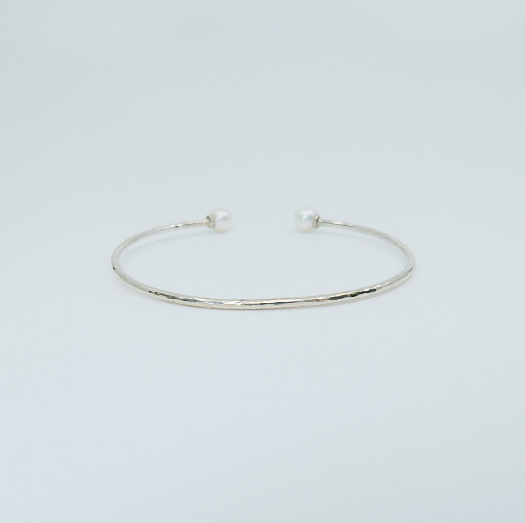 Pearl Cuff Bracelet, Open Pearl Cuff, Pearl Bracelet, Studded Pearl Bracelet, Sterling Silver Pearl Cuff Bracelet, Silver Pearl Bracelet