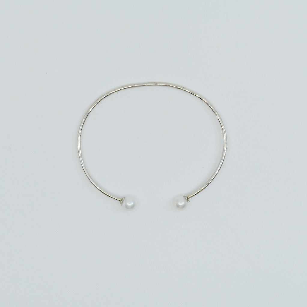 Pearl Cuff Bracelet, Open Pearl Cuff, Pearl Bracelet, Studded Pearl Bracelet, Sterling Silver Pearl Cuff Bracelet, Silver Pearl Bracelet