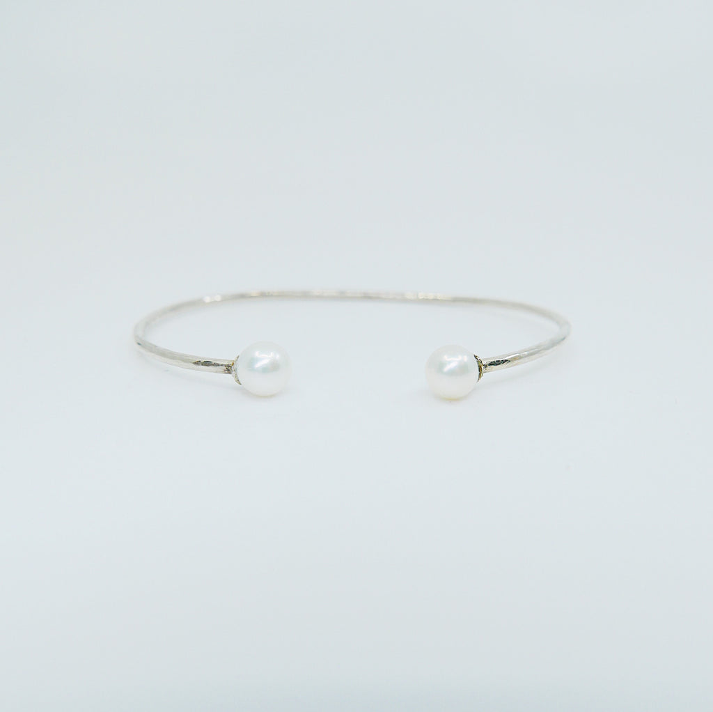 Pearl Cuff Bracelet, Open Pearl Cuff, Pearl Bracelet, Studded Pearl Bracelet, Sterling Silver Pearl Cuff Bracelet, Silver Pearl Bracelet