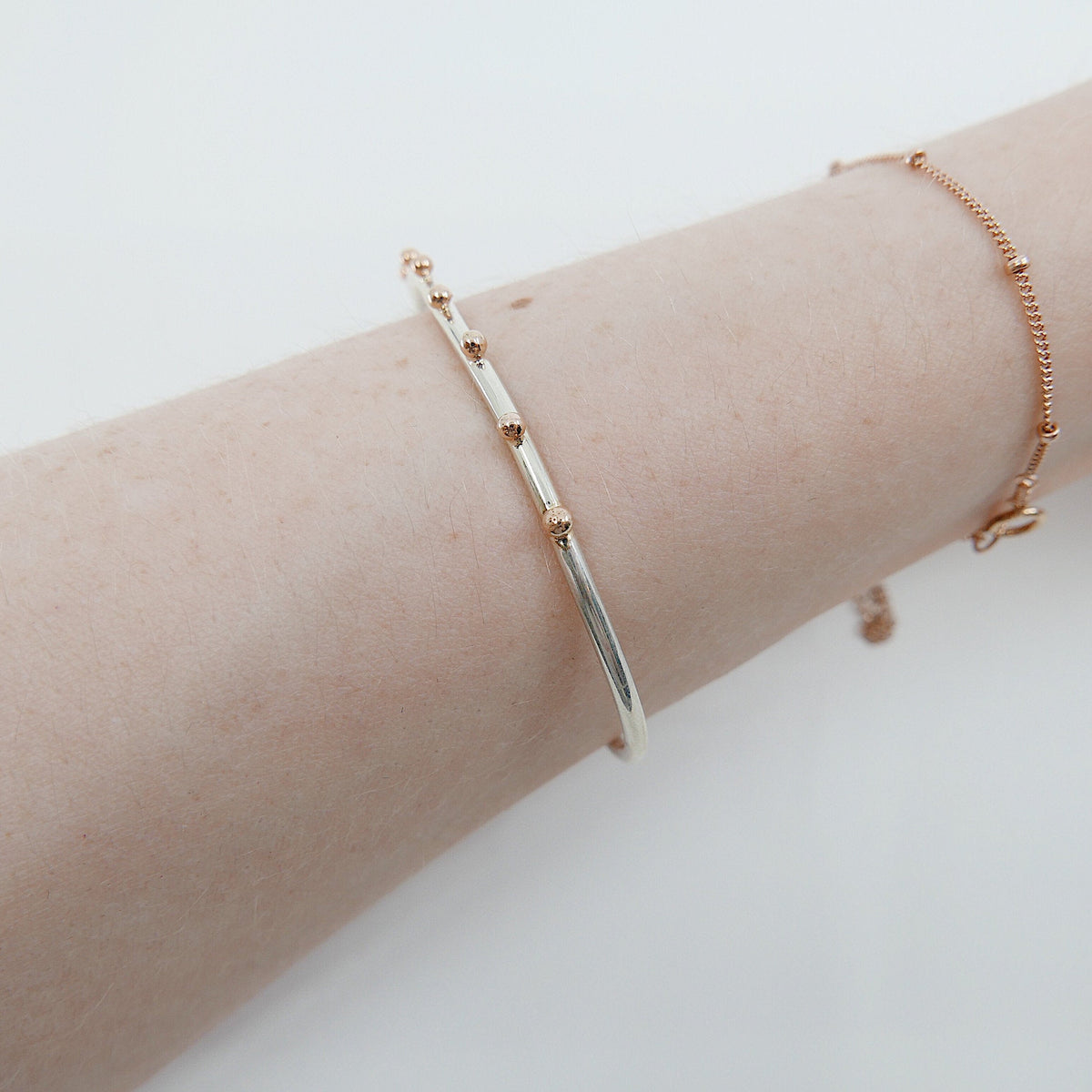Studded Cuff Bracelet, Sterling Silver Studded Bracelet, 14k Gold Studded Bracelet, Two Tone Bracelet, Mixed Metals Bracelet