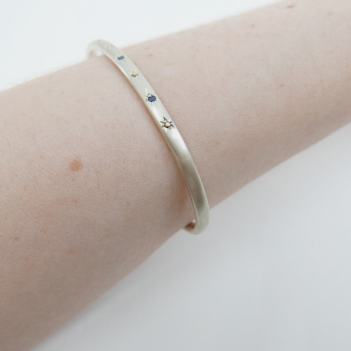 Polaris Cuff Bracelet, Polaris Sapphire Cuff Bracelet, Sterling Silver Polaris Bracelet, Sapphire Cuff Bracelet, Star Cuff Bracelet