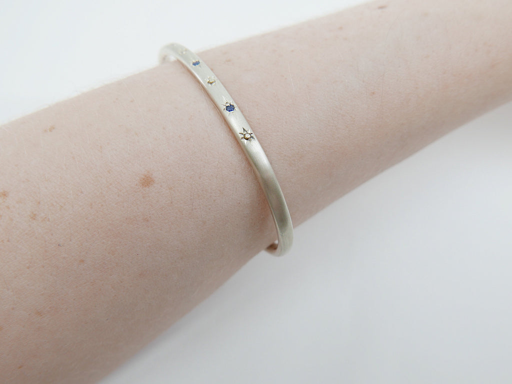 Polaris Cuff Bracelet, Polaris Sapphire Cuff Bracelet, Sterling Silver Polaris Bracelet, Sapphire Cuff Bracelet, Star Cuff Bracelet