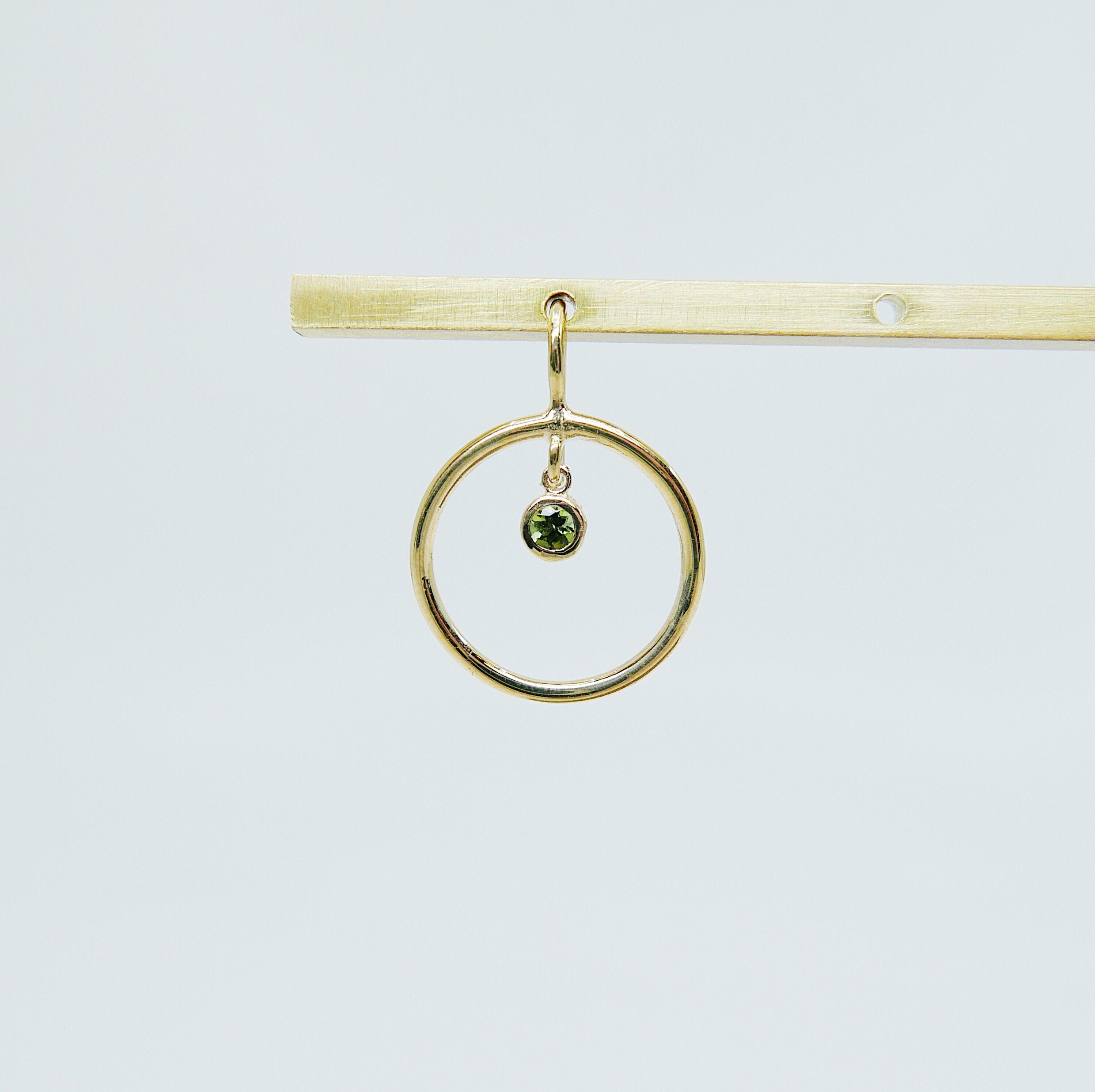 Open Hoop Green Tourmaline Earring, Open Hoop 14k Gold Earring, Tourmaline Hoop, Fish Hook Open Hoop Earring