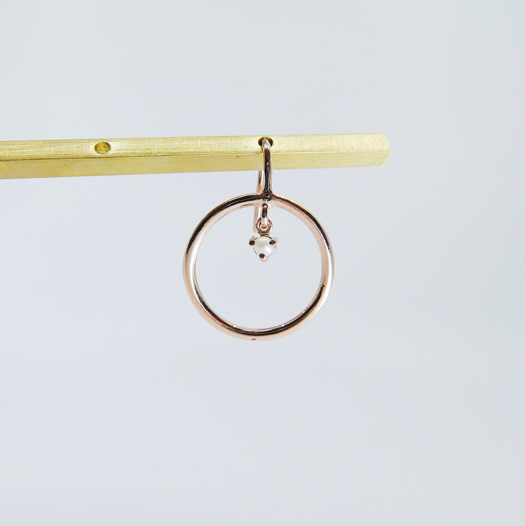 Open Hoop Pearl Set Earring, Open Hoop 14k Gold Earring, Pearl Hoop, Fish Hook Open Hoop Earring