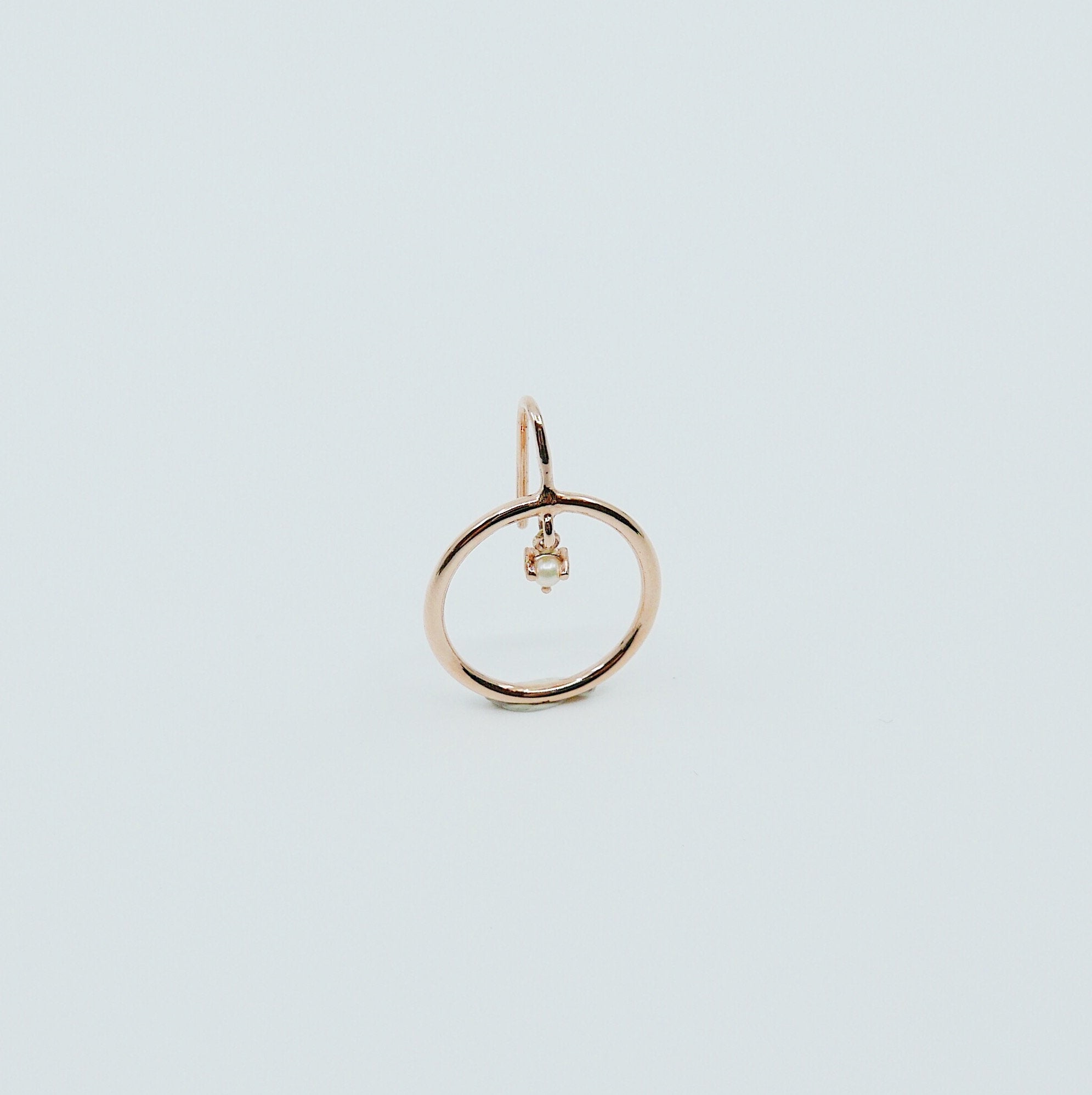 Open Hoop Pearl Set Earring, Open Hoop 14k Gold Earring, Pearl Hoop, Fish Hook Open Hoop Earring