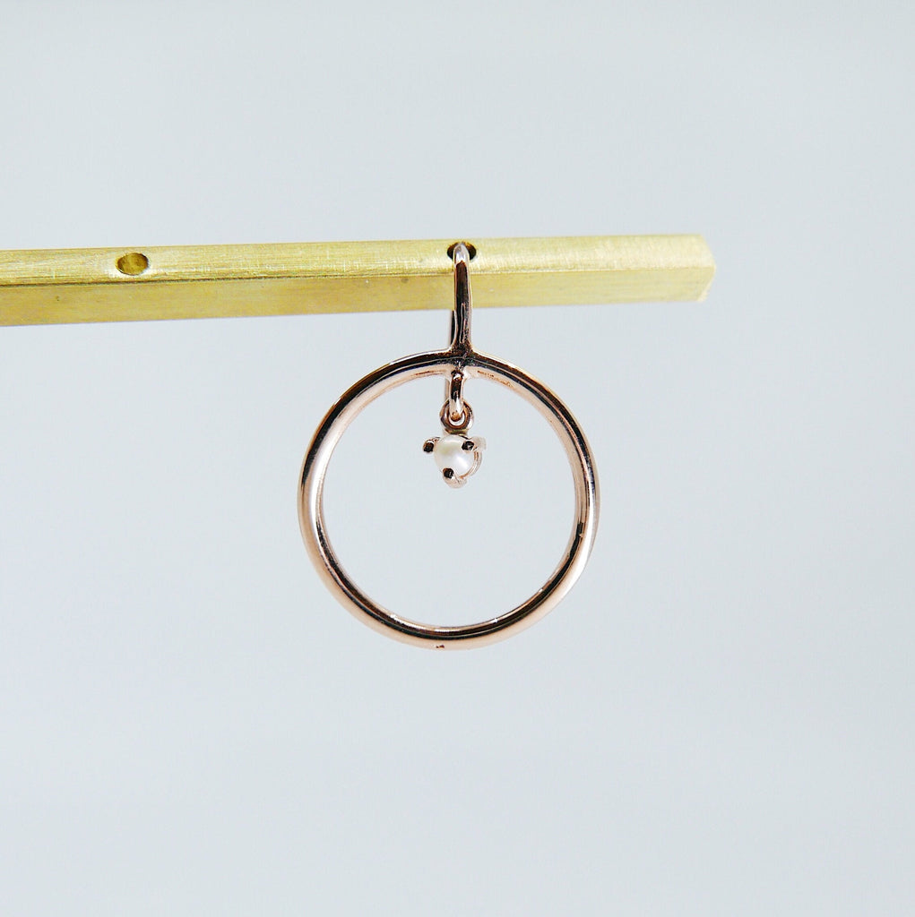 Open Hoop Pearl Set Earring, Open Hoop 14k Gold Earring, Pearl Hoop, Fish Hook Open Hoop Earring