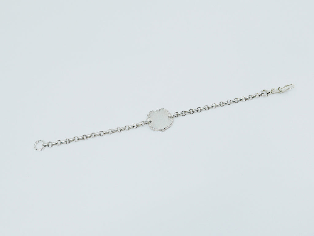 Crest Sterling Silver Bracelet, Monogramed Bracelet, Shield Bracelet, hand engraved Bracelet, personalized Bracelet