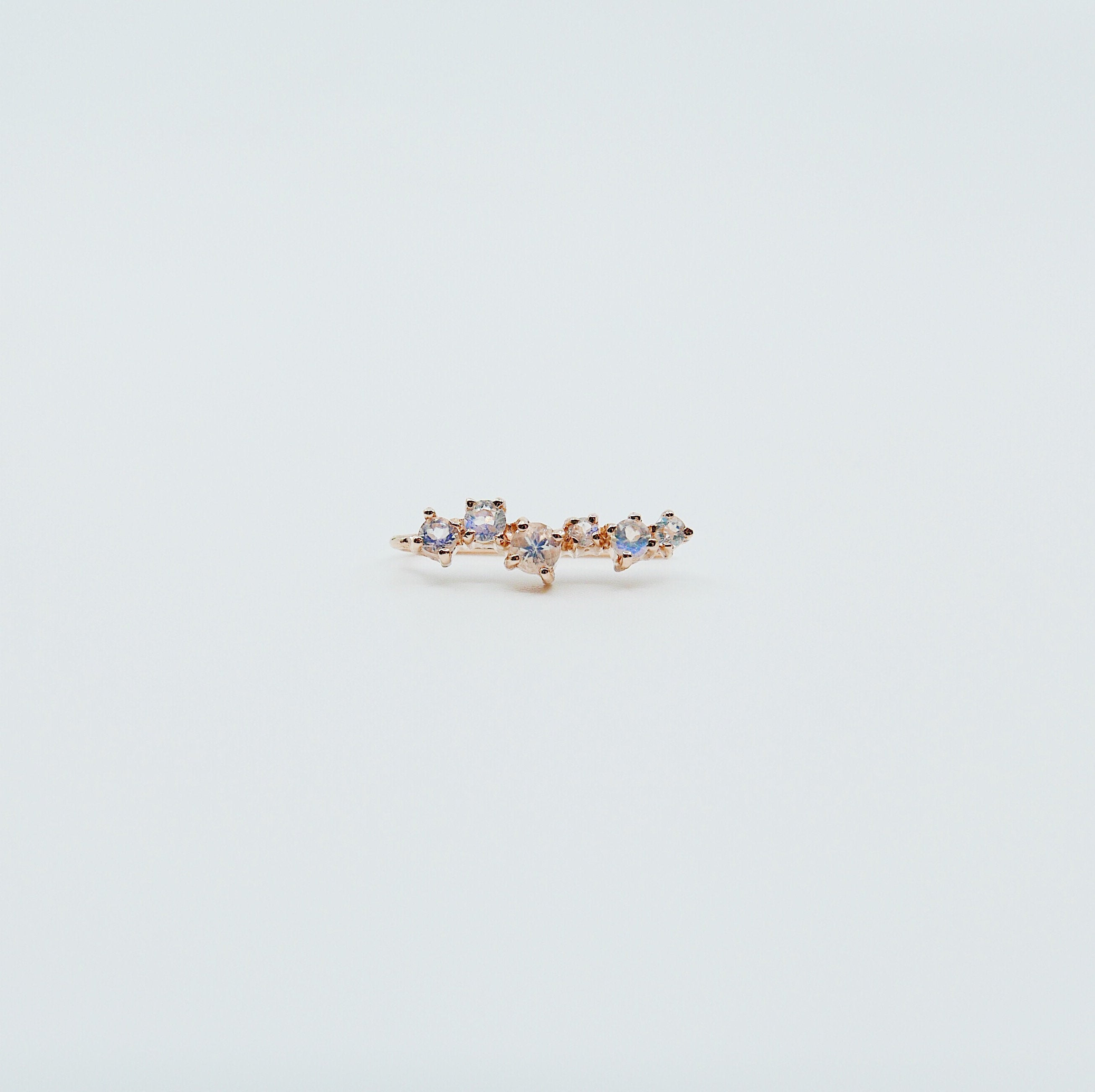 Stardust Moonstone Single Ear Climber Earring, Moonstone Ear pin, Ear Crawler, Starry Ear Climber, Star Ear Climber, Starburst