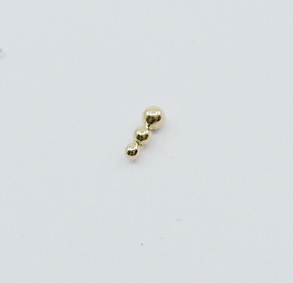 Ellipsis stud earring, ellipses, three dot earring, beaded bar earring, gold three circle earring, minimalist stud, everyday earring