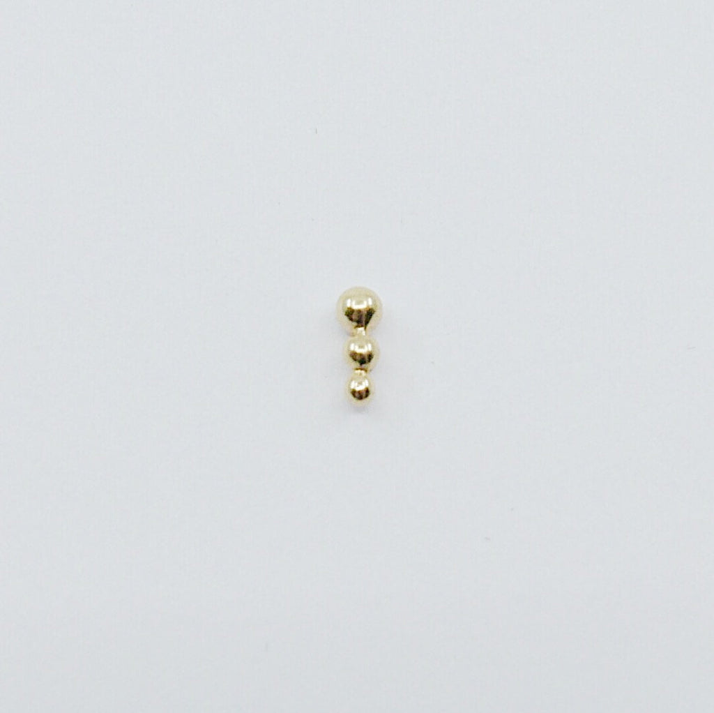 Ellipsis stud earring, ellipses, three dot earring, beaded bar earring, gold three circle earring, minimalist stud, everyday earring