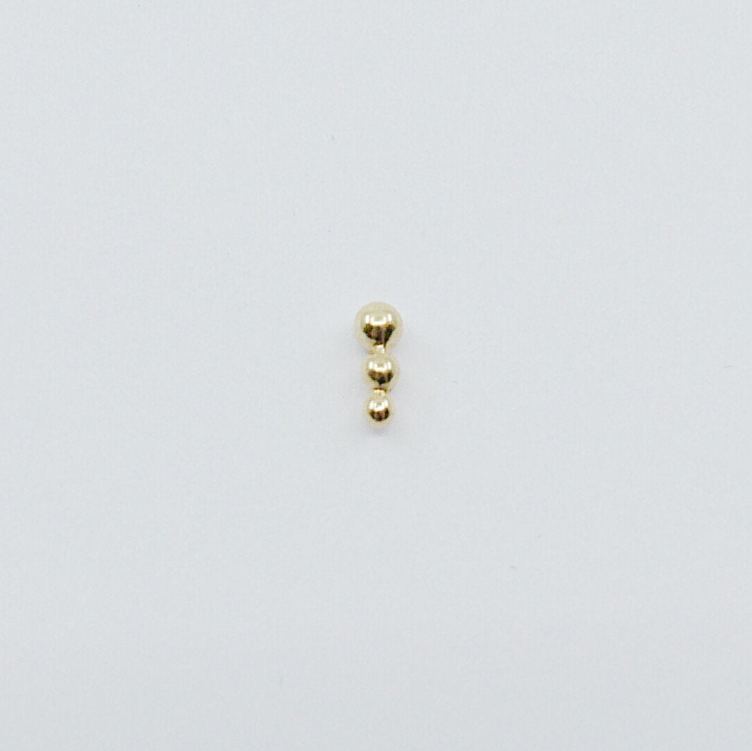 Ellipsis stud earring, ellipses, three dot earring, beaded bar earring, gold three circle earring, minimalist stud, everyday earring