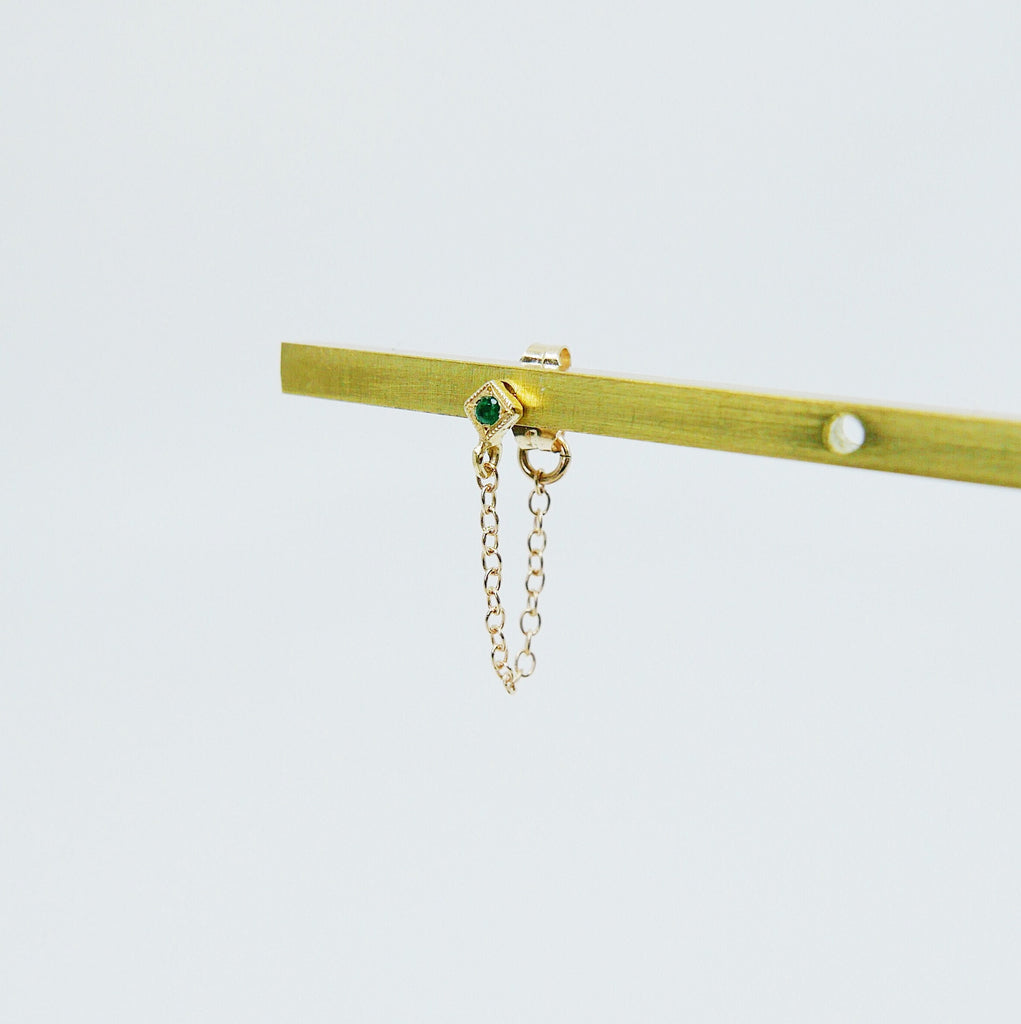 Block Chain Earring, Emerald Chain Earring, Diamond Chain Earring, Ruby Chain Earring, Sapphire Chain Earring