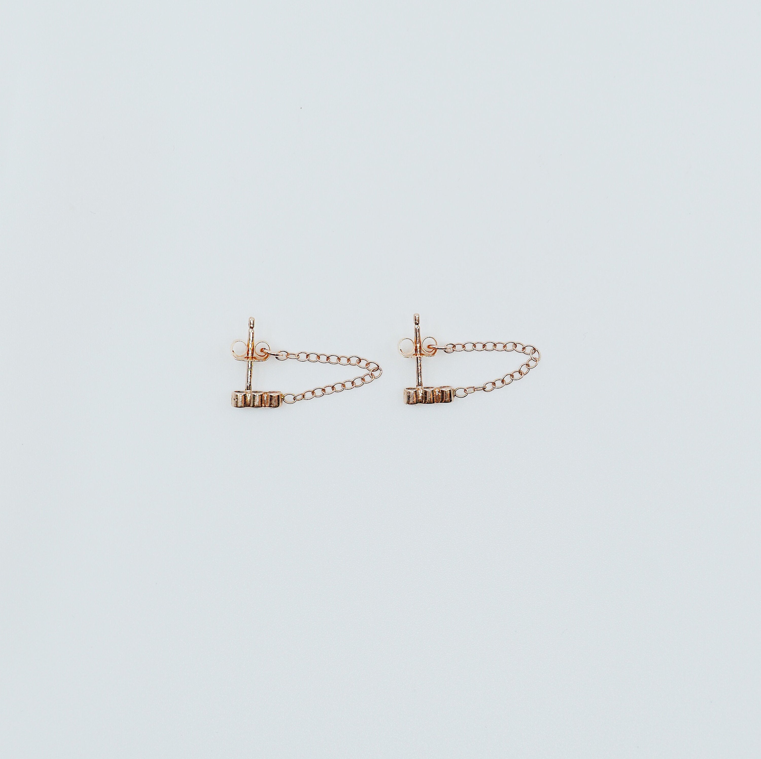 Dot Dot Dot Diamond Chain Earrings, Emerald Chain Earrings, Diamond Chain Earrings, Ellipsis Earrings