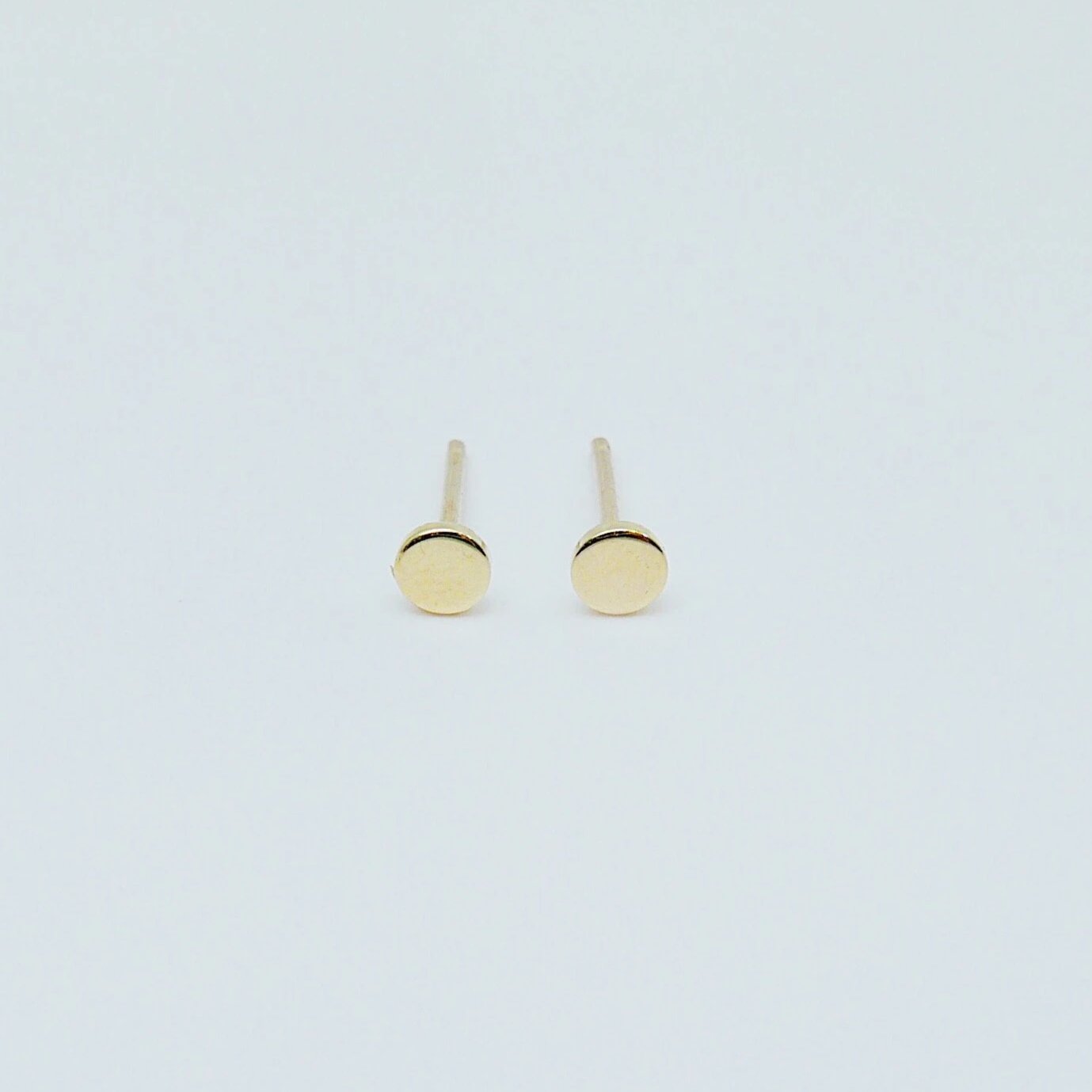 Dot Stud Earrings Small, 14k Gold Dot Stud Earrings, 14k Gold Post Earrings, Disc Stud Earrings