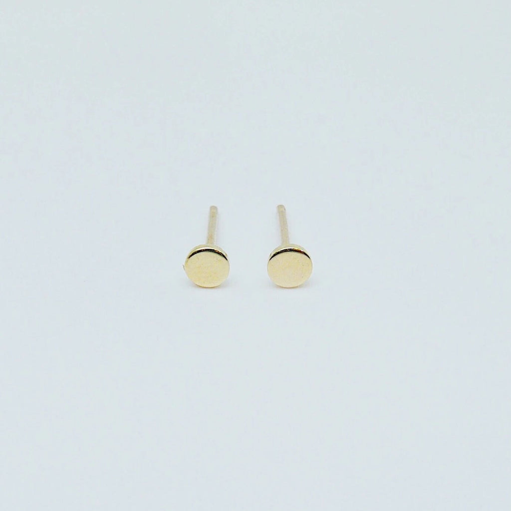 Dot Stud Earrings Small, 14k Gold Dot Stud Earrings, 14k Gold Post Earrings, Disc Stud Earrings