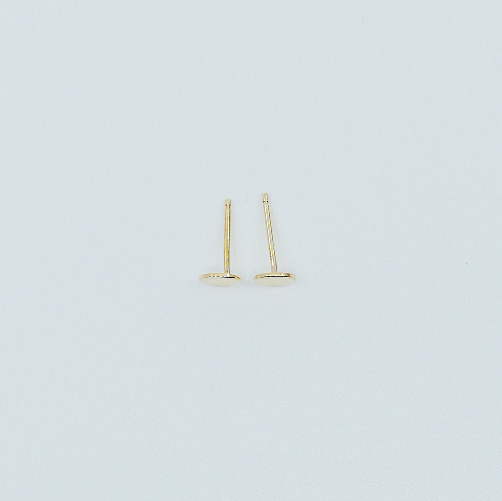 Dot Stud Earrings Large, 14k Gold Dot Stud Earrings, 14k Gold Post Earrings, Disc Stud Earrings