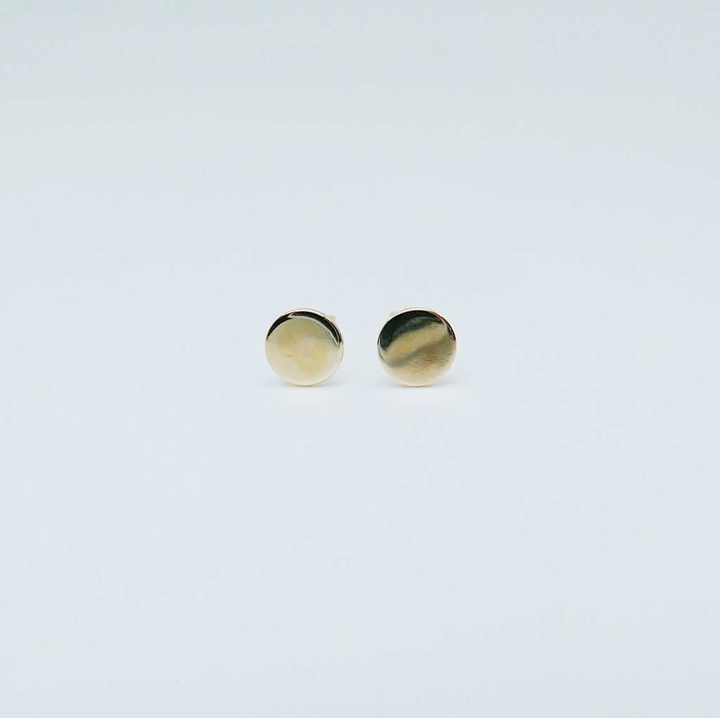 Dot Stud Earrings Large, 14k Gold Dot Stud Earrings, 14k Gold Post Earrings, Disc Stud Earrings