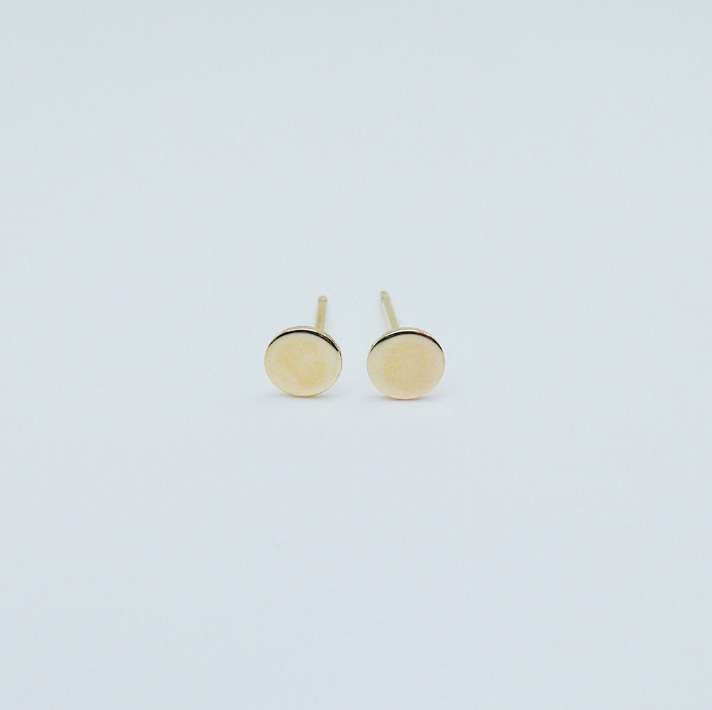 Dot Stud Earrings Large, 14k Gold Dot Stud Earrings, 14k Gold Post Earrings, Disc Stud Earrings