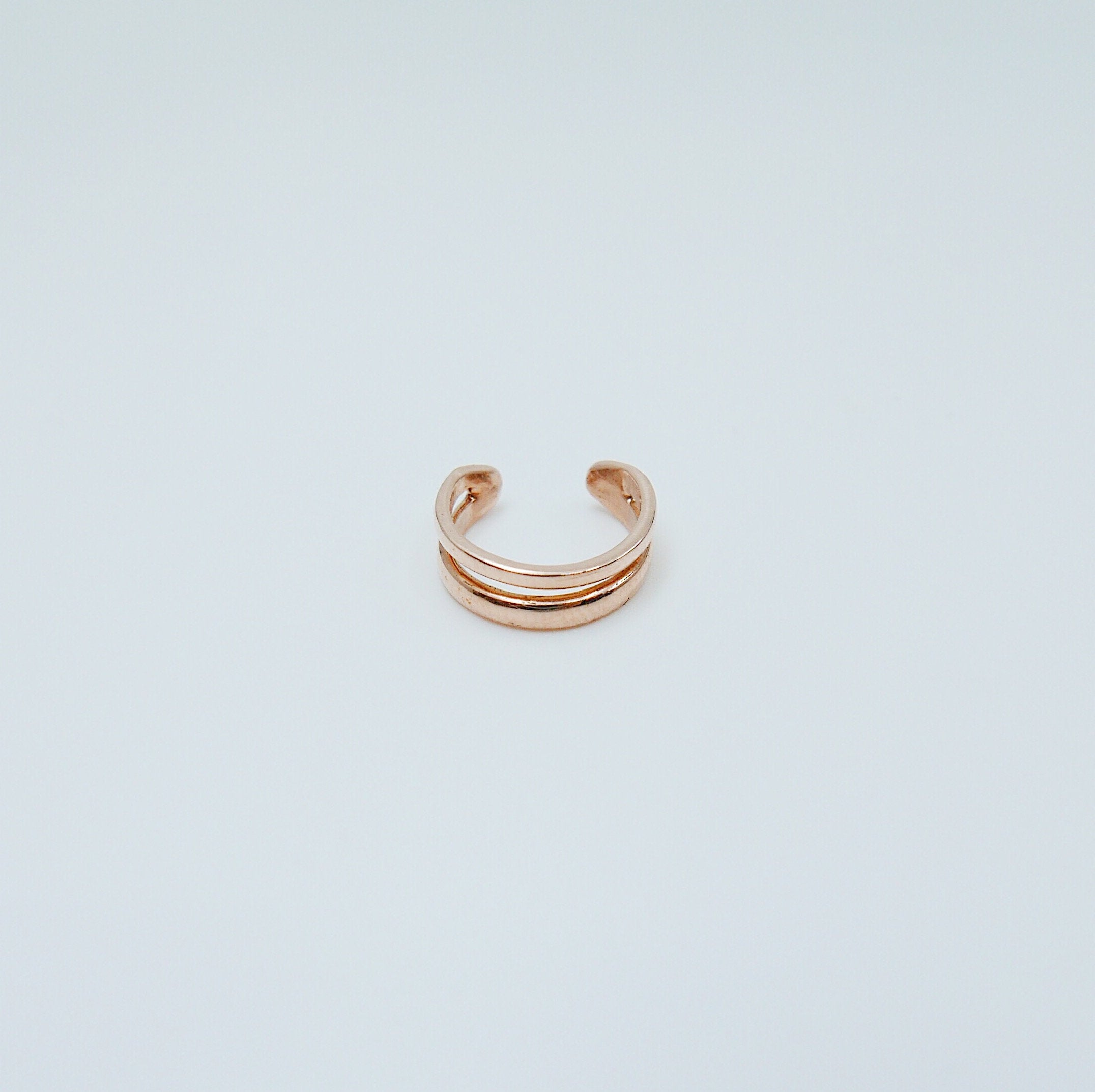 Double Cuff, ear cuff, double gold ear cuff, 14k ear cuff, edgy ear cuff, non pierced earring, gold bar cuff