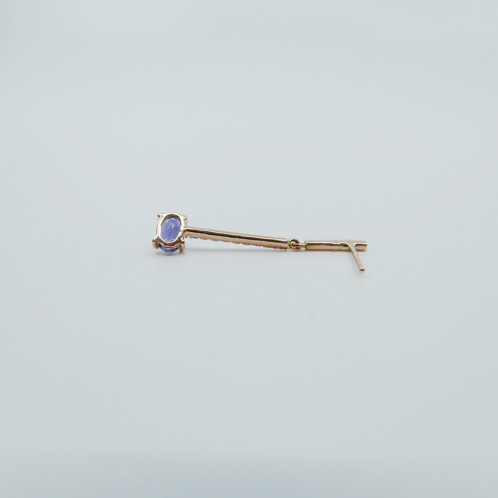 Sticks and Stones Oval Duo Earring, 14k Gold Iolite Bar Earring, 14k Gold Amethyst Dangle Earring