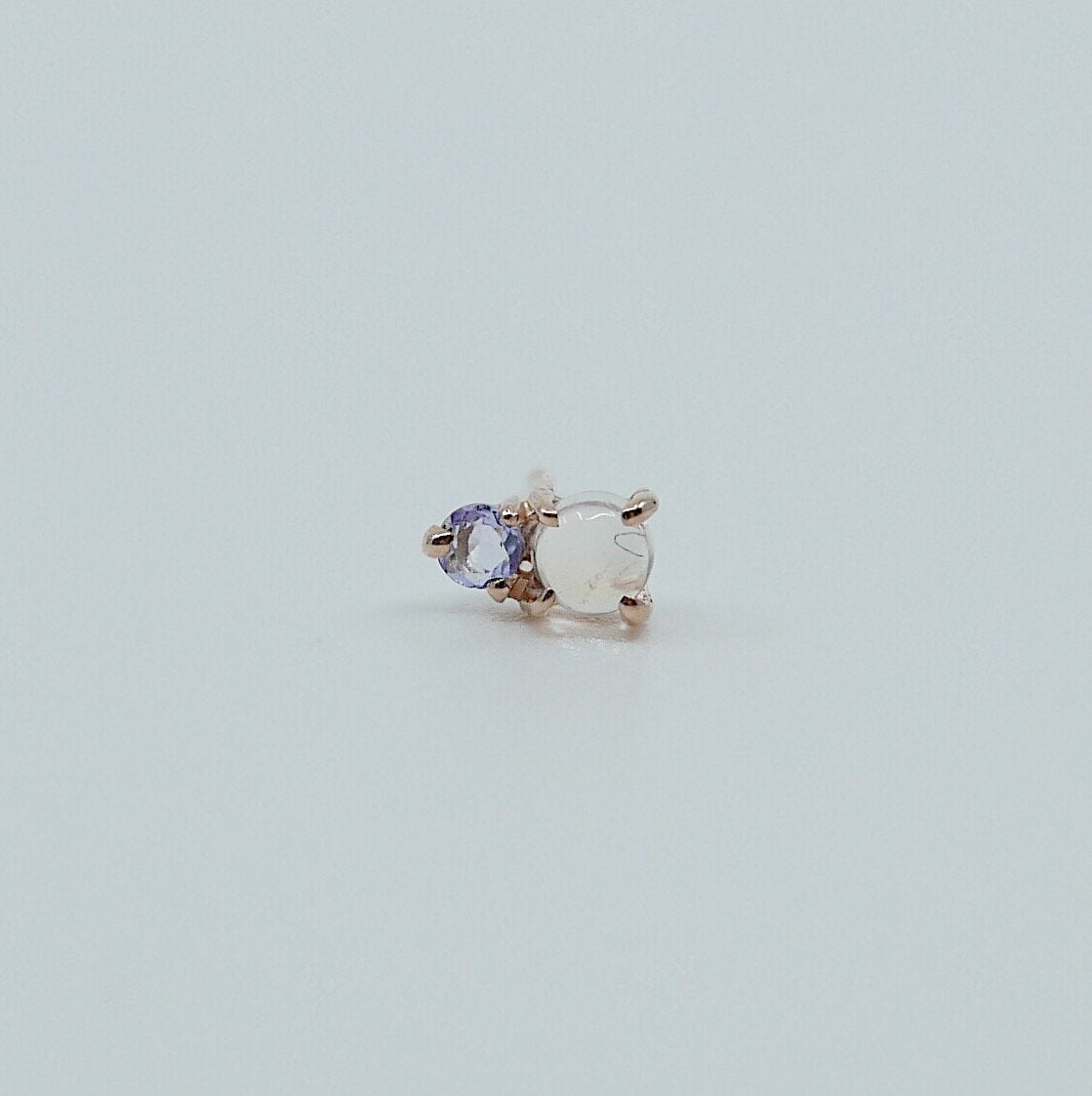 Duo Moonstone and Tanzanite Stud Earring, Moonstone and Tanzanite Post, Mini Moonstone and Tanzanite Earrings