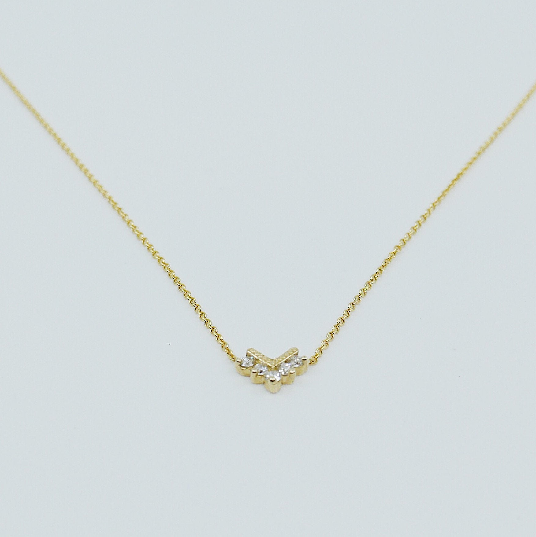 Chevron Diamond Necklace, Diamond Necklace, Chevron Necklace, 14k Gold chevron necklace