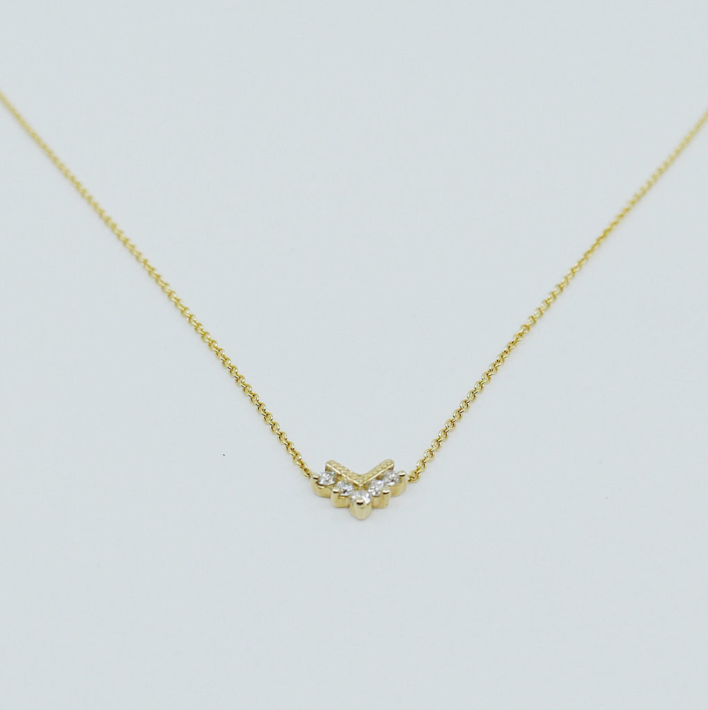 Chevron Diamond Necklace, Diamond Necklace, Chevron Necklace, 14k Gold chevron necklace