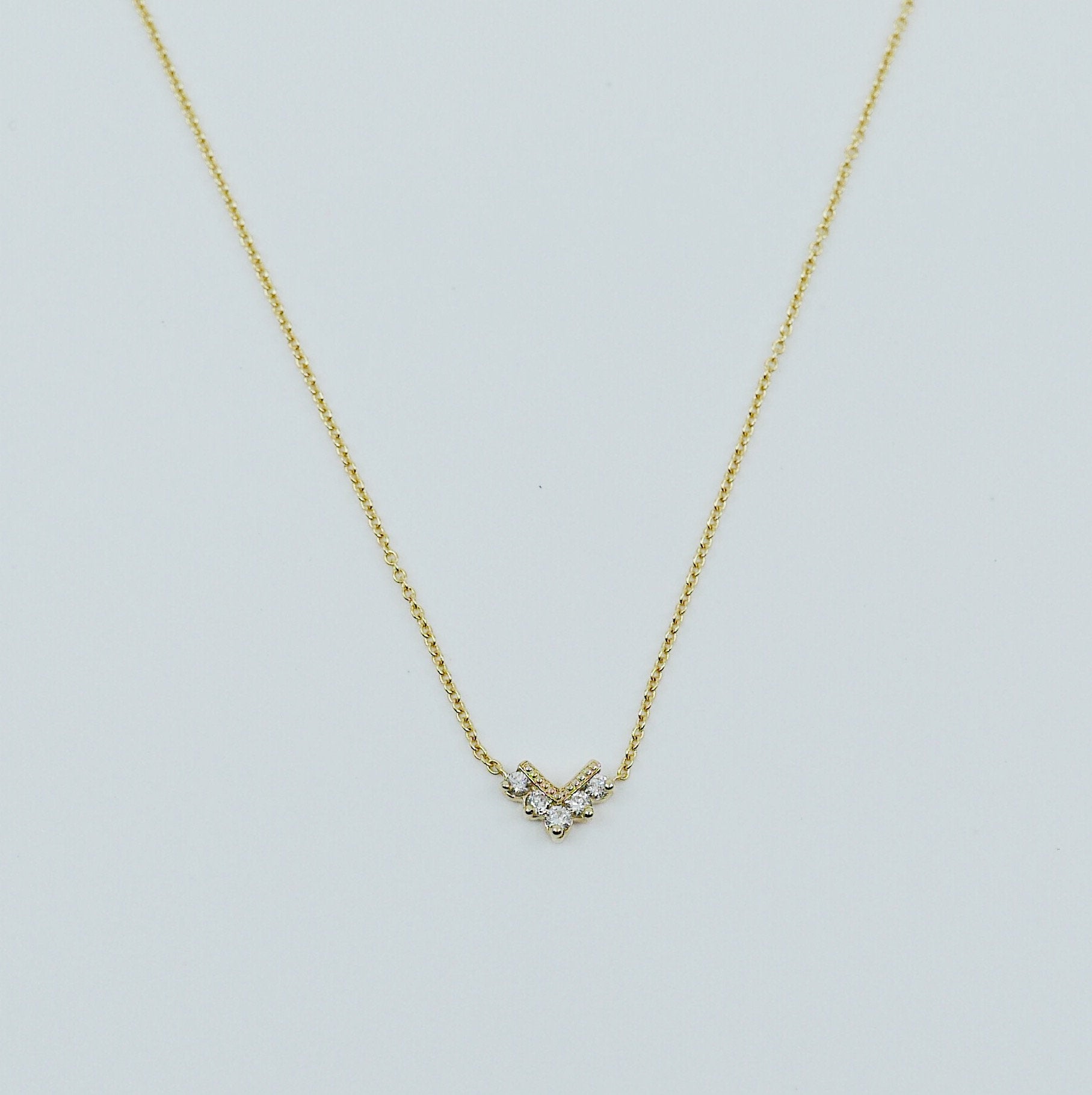 Chevron Diamond Necklace, Diamond Necklace, Chevron Necklace, 14k Gold chevron necklace