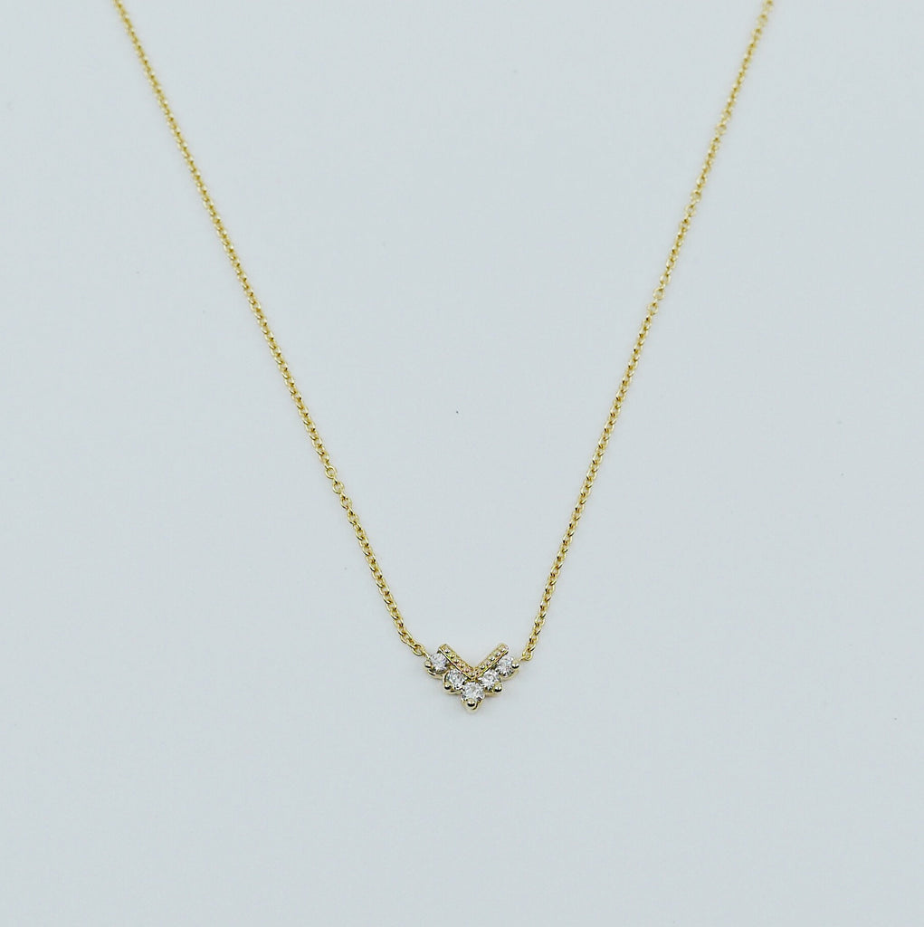 Chevron Diamond Necklace, Diamond Necklace, Chevron Necklace, 14k Gold chevron necklace
