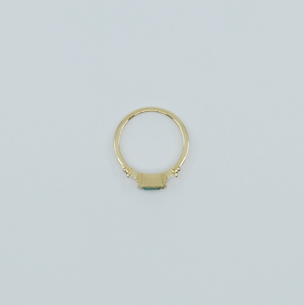 Maggey Green Tourmaline Ring, 14k Stacking ring, Diamond and tourmaline ring, Tourmaline ring, Diamond ring, Vintage inspired ring