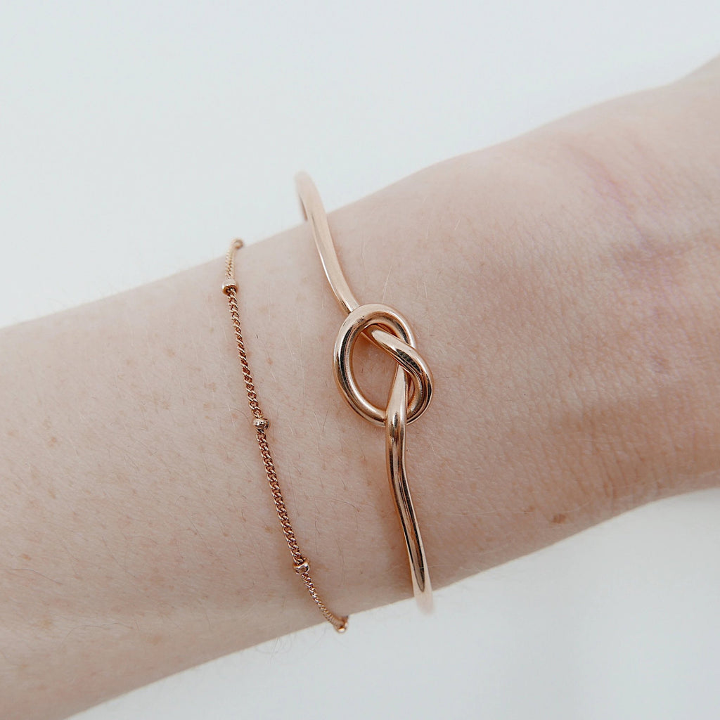 Love Knot Cuff Bracelet rose gold filled, knot bracelet, rose gold cuff, knot cuff, pretzel bracelet, love knot bangle