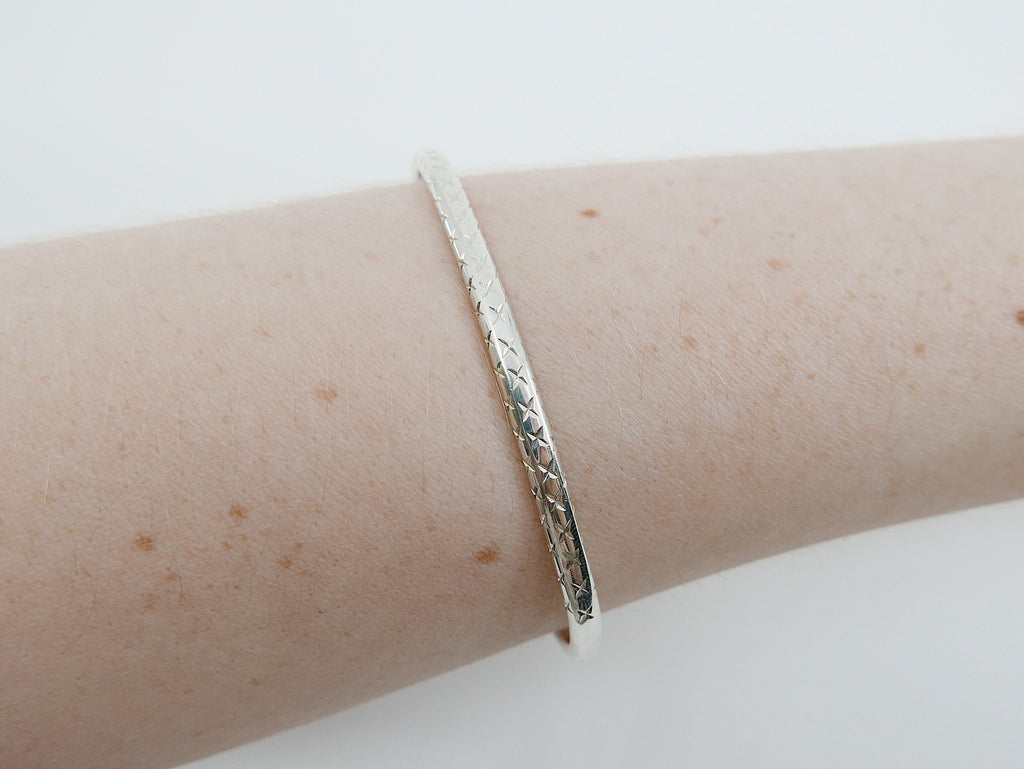 Cross stitch Cuff, lattice pattern Bracelet, Sterling Silver Cuff, textured bangle, silver cuff bracelet