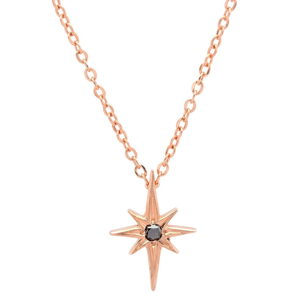 Polaris necklace, 14k star necklace, North star gold necklace, Star and diamond necklace