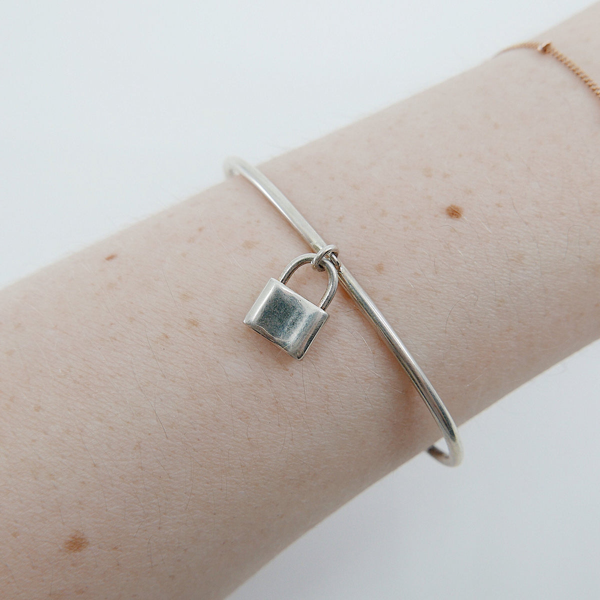Sterling silver cuff with lock, personalized lock bracelet, lock cuff bracelet