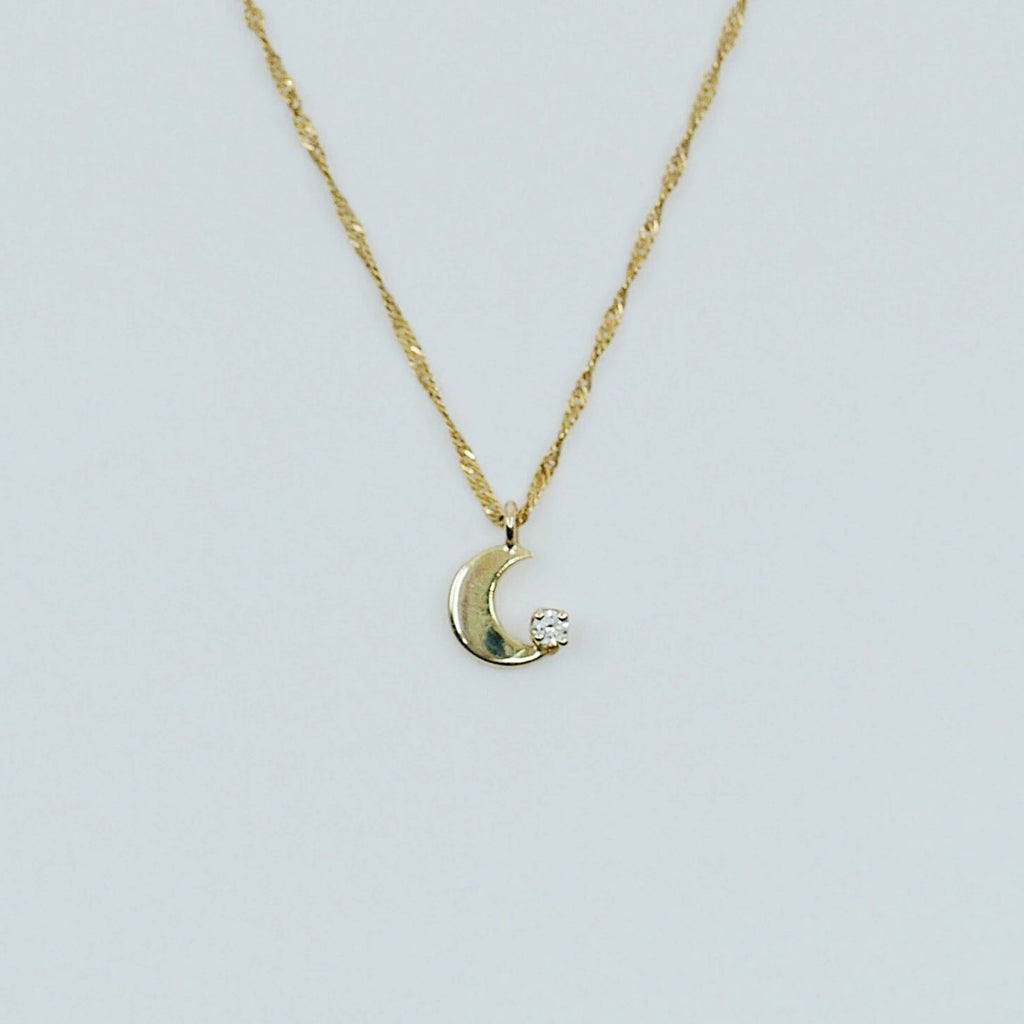 Crescent Moon Diamond Necklace, small moon Necklace, Diamond Moon Necklace, Diamond Moon, Moon Necklace, Crescent necklace, twist chain