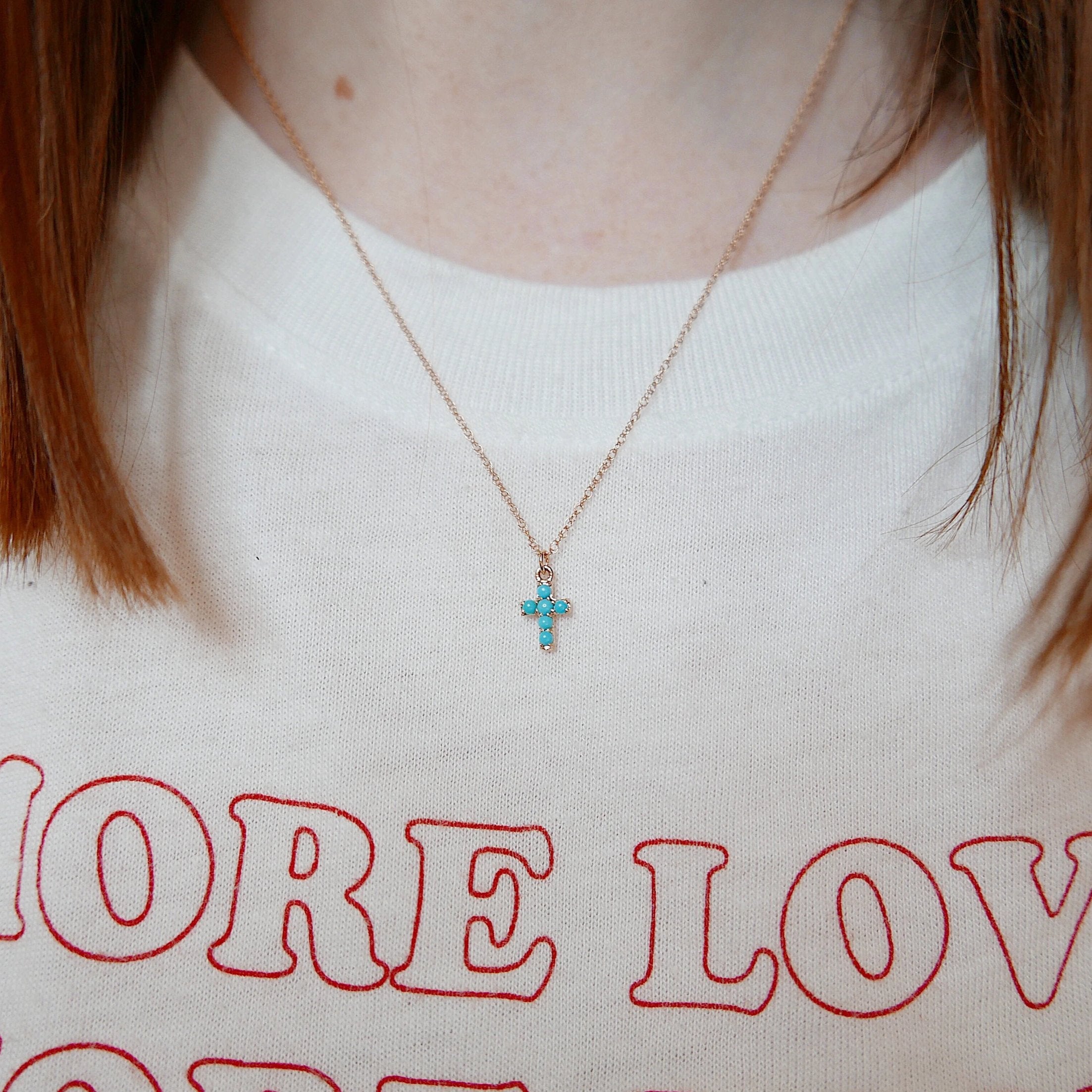 Small turquoise cross necklace outlet