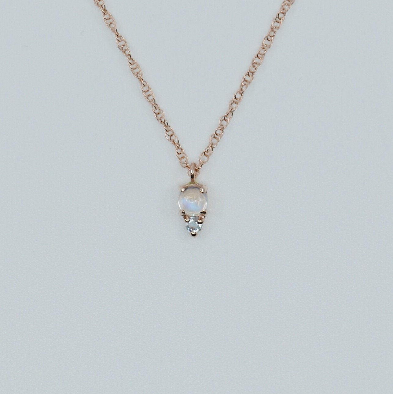 Duo Moonstone Necklace, Moonstone and Aquamarine Necklace, Mini Moonstone Necklace, Moonstone and Amethyst Necklace