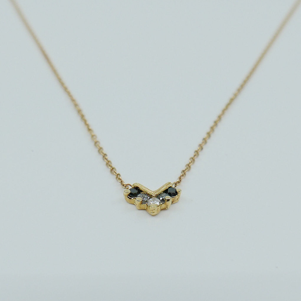 Chevron Diamond Ombre Necklace, Diamond Necklace, Chevron Necklace, 14k Gold chevron necklace, Black Diamond Necklace, Diamond Necklace
