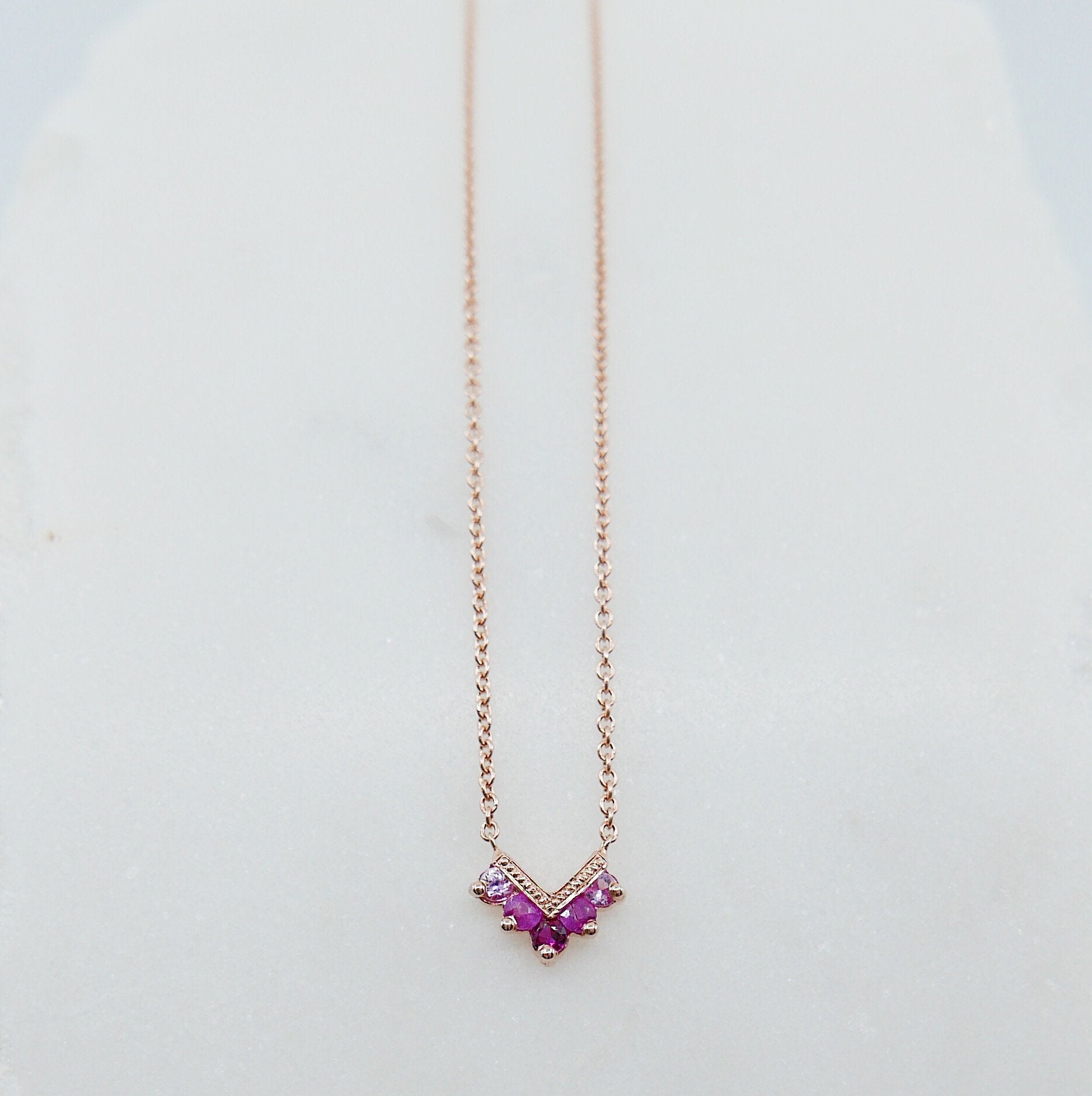 Chevron Ruby Necklace, Diamond Necklace, Chevron Necklace, 14k Gold chevron necklace, Ruby Necklace, Ruby chevron