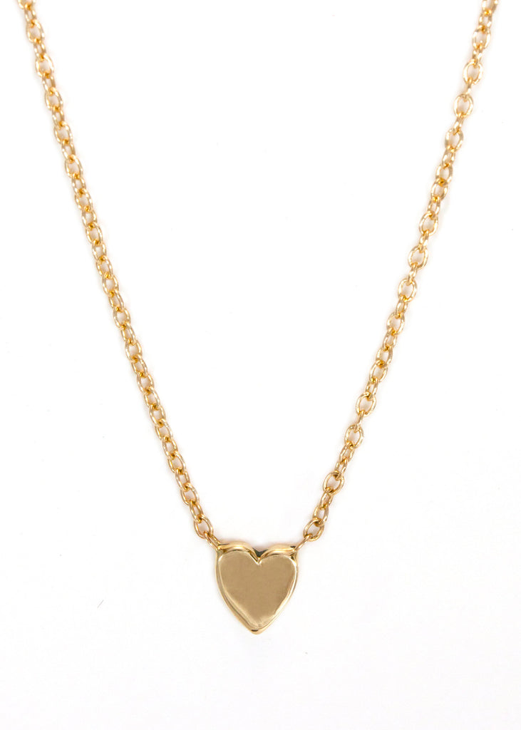 Heart of Gold necklace, mini 14k heart necklace, gold heart necklace, dainty heart necklace