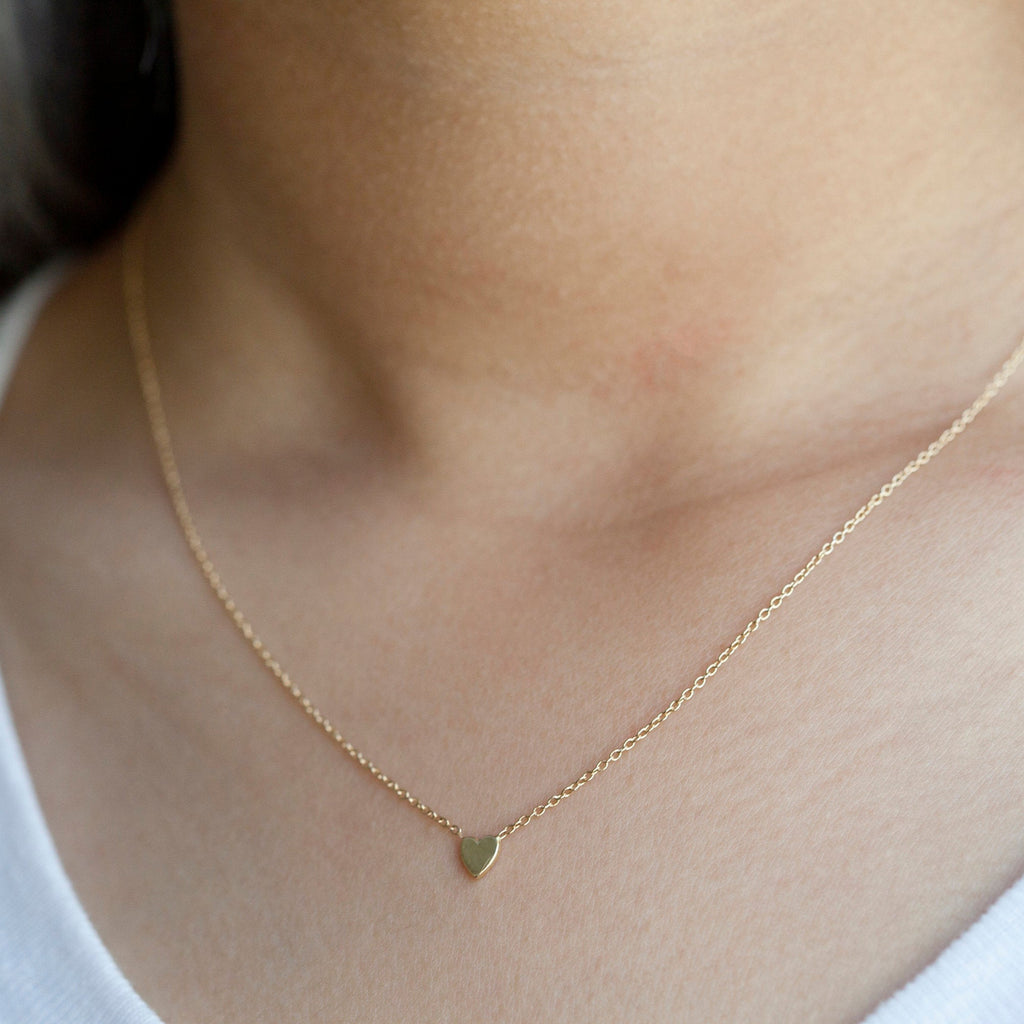 Heart of Gold necklace, mini 14k heart necklace, gold heart necklace, dainty heart necklace