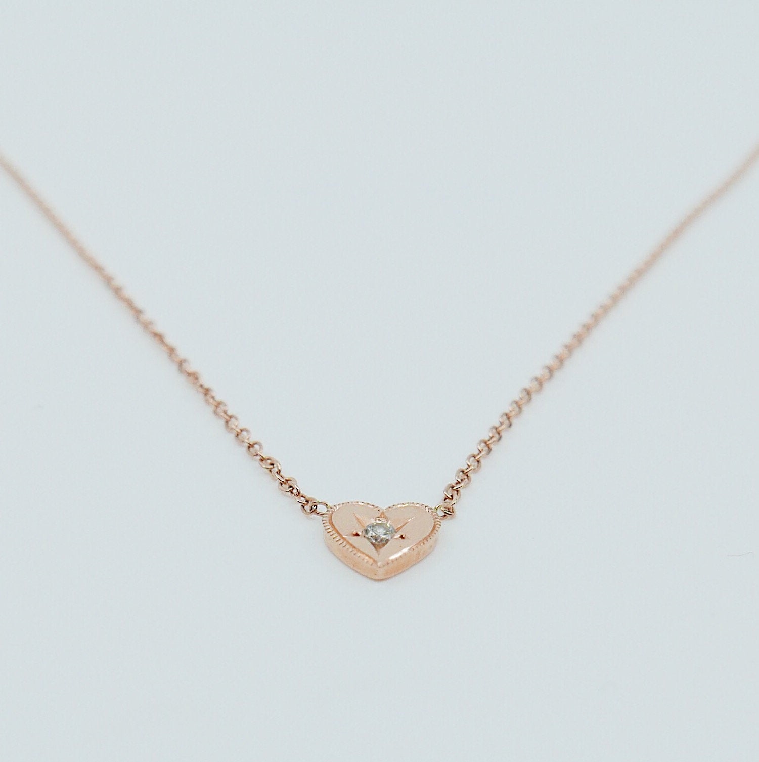 Heart Necklace Medium, 14k gold heart necklace, Diamond Heart Necklace, Black Diamond Heart necklace