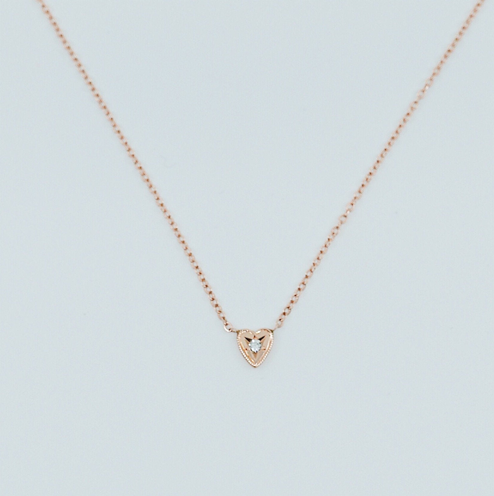 Heart Necklace Small, 14k gold heart necklace, Diamond Heart Necklace, Black Diamond Heart necklace