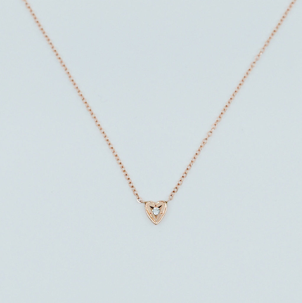 Heart Necklace Small, 14k gold heart necklace, Diamond Heart Necklace, Black Diamond Heart necklace